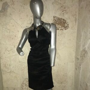 Accented Neck DtL BLK Halter dress